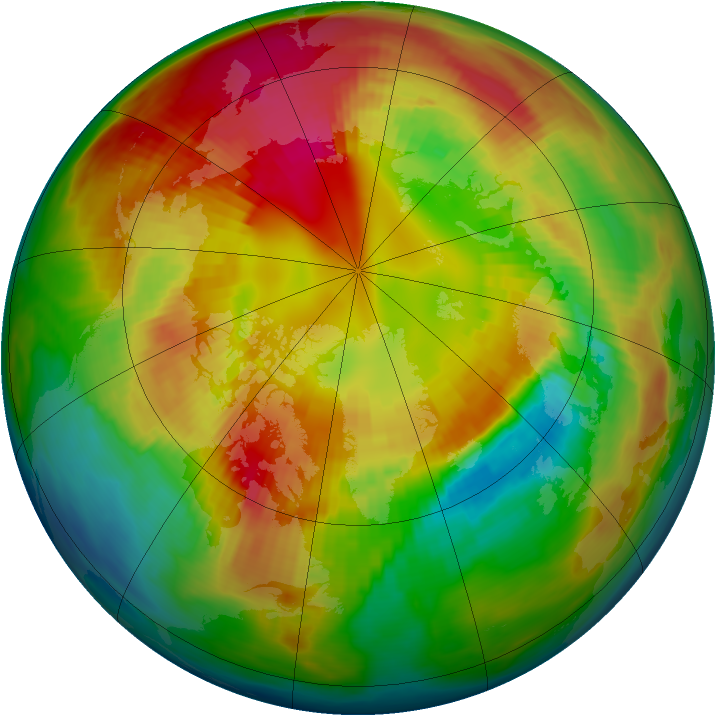 Arctic ozone map for 27 February 1988